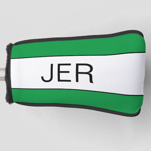 Moderne persoonlijke Initialen Monogram Groen Zwar Golfheadcover (Voorkant)