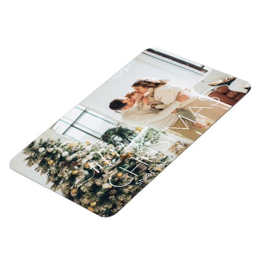 Moderne persoonlijke kerstvakantiefamilie magneet (Linkerzijde)