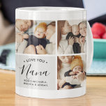 Moderne persoonlijke liefde jullie nana 9-foto koffiemok<br><div class="desc">Voeg 9 foto's van Instagram, uw computer of uw telefoon toe aan deze moderne mok voor grootmoeders, met de uitdrukking "Love You Nana" met de naam/namen van het kind/de kinderen. Als je hulp nodig hebt bij het aanpassen van deze gegevens, kun je me een bericht sturen met de onderstaande button...</div>