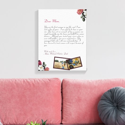 Moderne persoonlijke liefdesbrief met handgeschrev canvas afdruk (Insitu (Woonkamer))