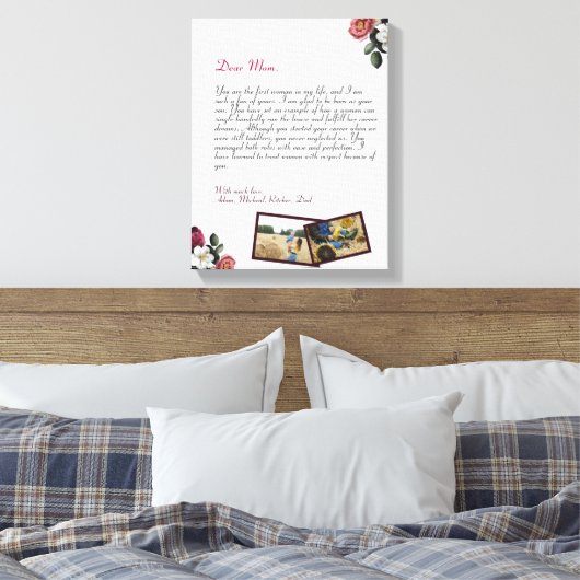 Moderne persoonlijke liefdesbrief met handgeschrev canvas afdruk (Insitu (Slaapkamer))