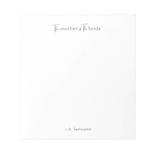 Moderne Persoonlijke Moeder van de Bruid Notitiebl Notitieblok (Voorkant)