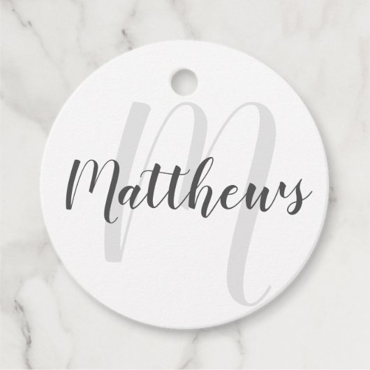 Moderne persoonlijke monogram en familienaam bedankjes labels (Voorkant)