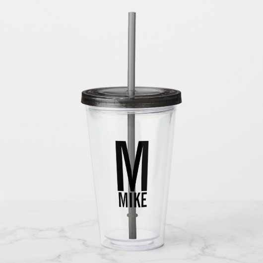 Moderne persoonlijke monogram en naam acryl drinkbeker (Voorkant)