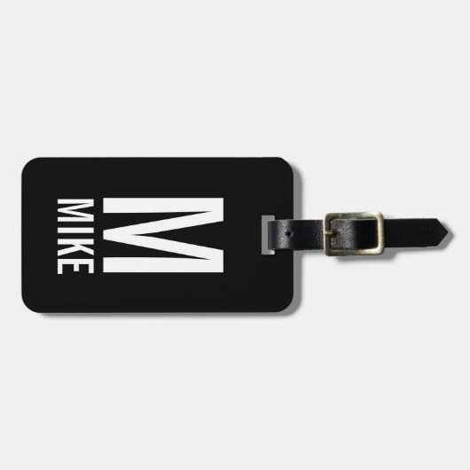 Moderne persoonlijke monogram en naam bagagelabel (Voorkant horizontaal)