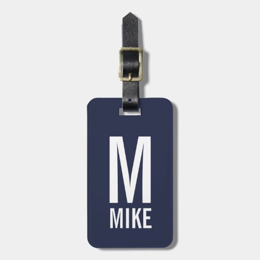 Moderne persoonlijke monogram en naam bagagelabel (Voorkant verticaal)