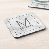 Moderne persoonlijke monogram en naam bier onderzetter (Linkerzijde)