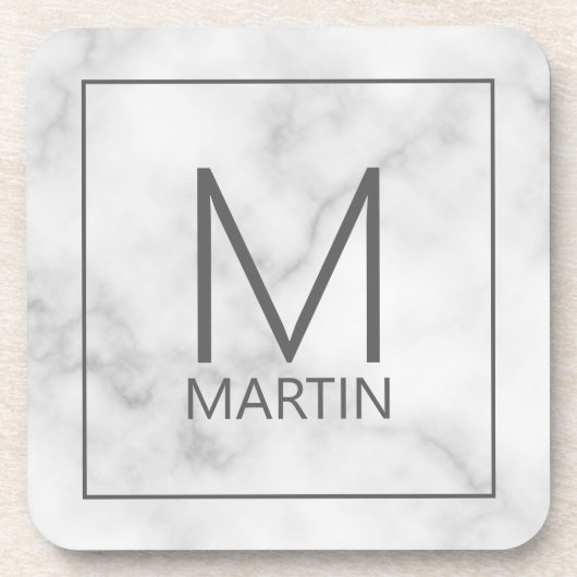 Moderne persoonlijke monogram en naam bier onderzetter (Voorkant)