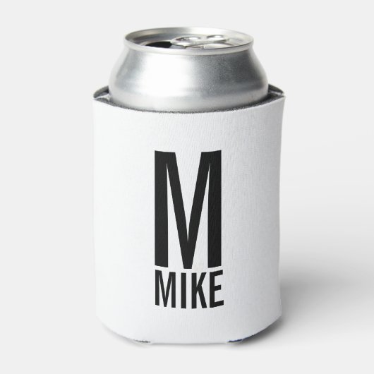 Moderne persoonlijke monogram en naam blikjeskoeler (Blikje Voorkant)