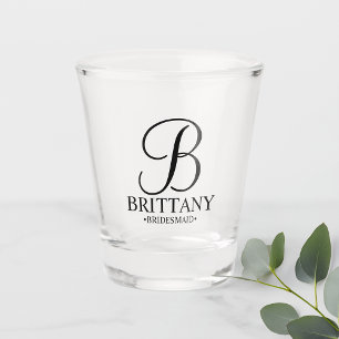 Moderne persoonlijke monogram en naam Bridesmaid Shot Glas
