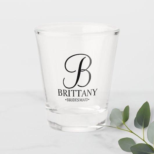 Moderne persoonlijke monogram en naam Bridesmaid Shot Glas