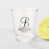 Moderne persoonlijke monogram en naam Bridesmaid Shot Glas (Voorkant)