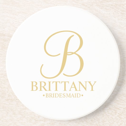 Moderne persoonlijke monogram en naam Bridesmaid Zandsteen Onderzetter (Voorkant)