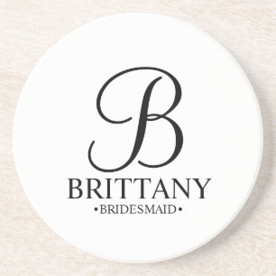 Moderne persoonlijke monogram en naam Bridesmaid Zandsteen Onderzetter