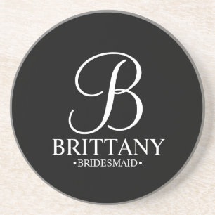 Moderne persoonlijke monogram en naam Bridesmaid Zandsteen Onderzetter