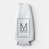 Moderne Persoonlijke Monogram en Naam Bruidsjonker Flesjeskoeler (Voorkant)