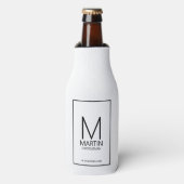Moderne Persoonlijke Monogram en Naam Bruidsjonker Flesjeskoeler (Fles Voorkant)