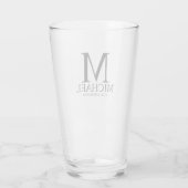 Moderne Persoonlijke Monogram en Naam Bruidsjonker Glas (Achterkant)