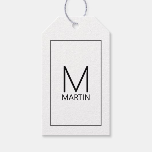 Moderne persoonlijke monogram en naam cadeaulabel (Voorkant)