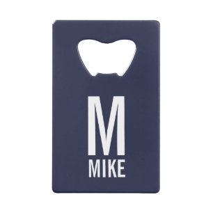 Moderne persoonlijke monogram en naam creditkaart flessenopener