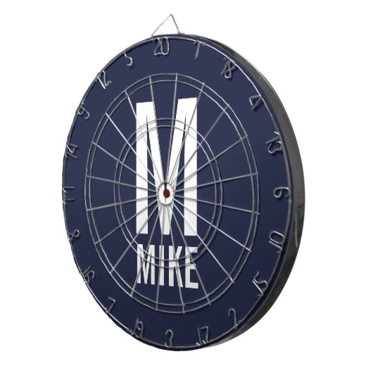 Moderne persoonlijke monogram en naam dartbord (Voorkant Rechts)