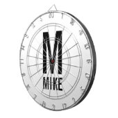 Moderne persoonlijke monogram en naam dartbord (Voorkant Rechts)