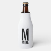 Moderne persoonlijke monogram en naam flesjeskoeler (Fles Voorkant)
