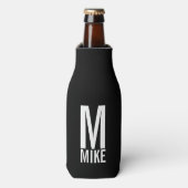 Moderne persoonlijke monogram en naam flesjeskoeler (Fles Voorkant)