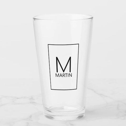 Moderne persoonlijke monogram en naam glas (Voorkant)