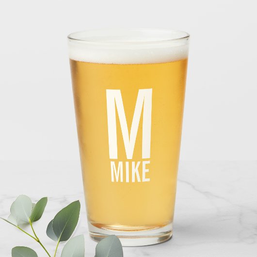 Moderne persoonlijke monogram en naam glas