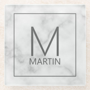 Moderne persoonlijke monogram en naam glazen onderzetter