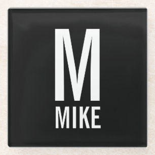 Moderne persoonlijke monogram en naam glazen onderzetter