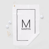 Moderne persoonlijke monogram en naam golfhanddoek (Insitu)