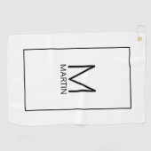 Moderne persoonlijke monogram en naam golfhanddoek (Horizontaal)