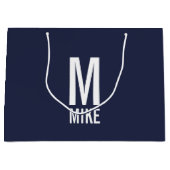 Moderne persoonlijke monogram en naam groot cadeauzakje (Voorkant)