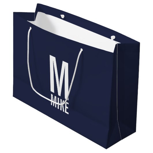 Moderne persoonlijke monogram en naam groot cadeauzakje (Voorkant Gekanteld)