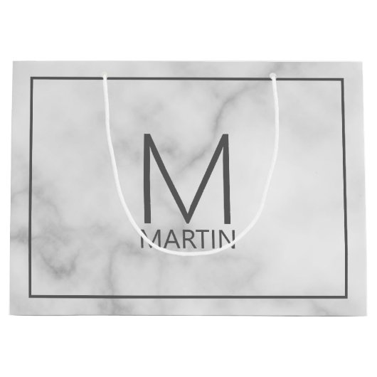 Moderne persoonlijke monogram en naam groot cadeauzakje (Voorkant)