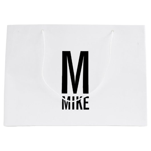 Moderne persoonlijke monogram en naam groot cadeauzakje (Voorkant)