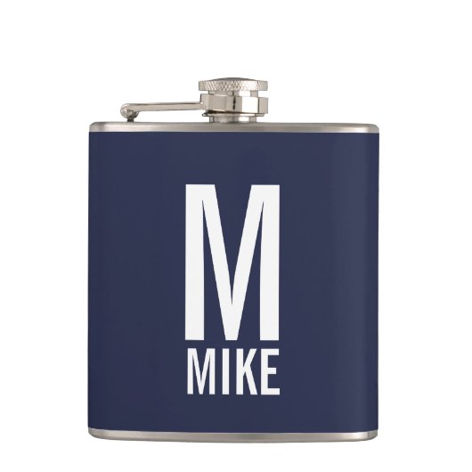 Moderne persoonlijke monogram en naam heupfles (Voorkant)