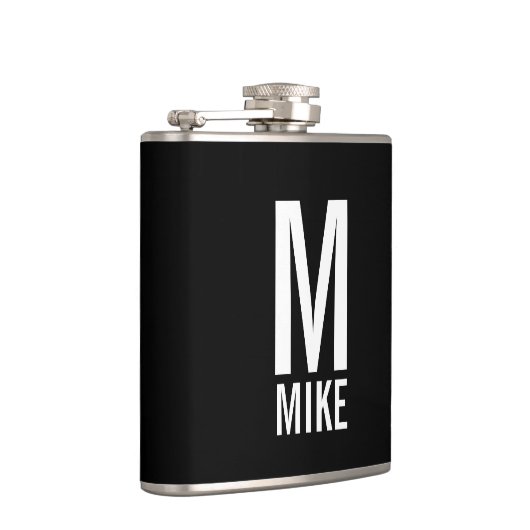 Moderne persoonlijke monogram en naam heupfles (Rechts)