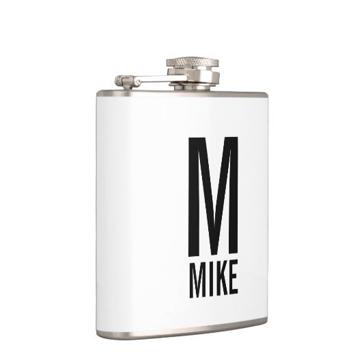 Moderne persoonlijke monogram en naam heupfles (Rechts)