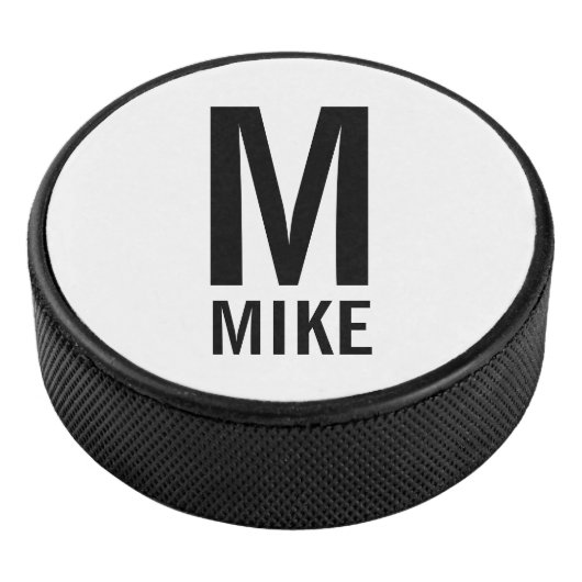 Moderne persoonlijke monogram en naam hockey puck (3/4)