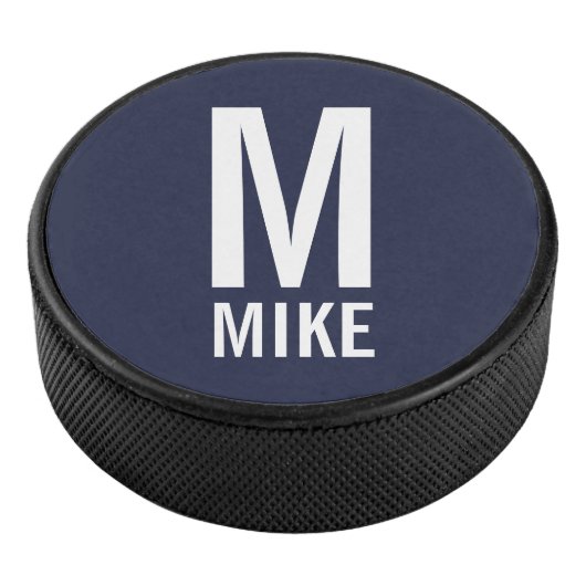 Moderne persoonlijke monogram en naam hockey puck (3/4)