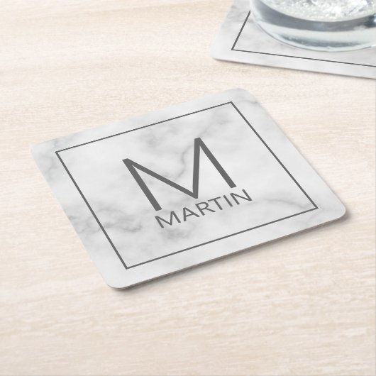 Moderne persoonlijke monogram en naam kartonnen onderzetters (Schuin)