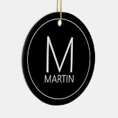 Moderne persoonlijke monogram en naam keramisch ornament (Rechts)