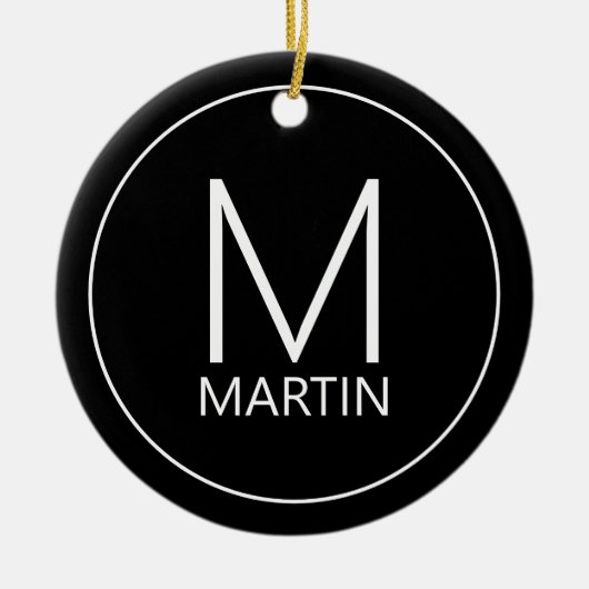 Moderne persoonlijke monogram en naam keramisch ornament (Voorkant)