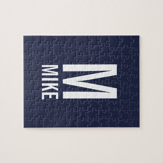 Moderne persoonlijke monogram en naam legpuzzel (Horizontaal)