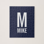 Moderne persoonlijke monogram en naam legpuzzel<br><div class="desc">Modern Black and White Bold Monogram Design met gepersonaliseerde monogram en naam in een moderne vetgedrukte sans serif lettertypestijl. Ideaal als moderne,  minimale home decor-accessoires,  cadeau voor huisverwarming,  cadeau voor gezinshereniging en cadeau voor speciale gelegenheden.</div>