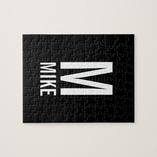 Moderne persoonlijke monogram en naam legpuzzel (Horizontaal)