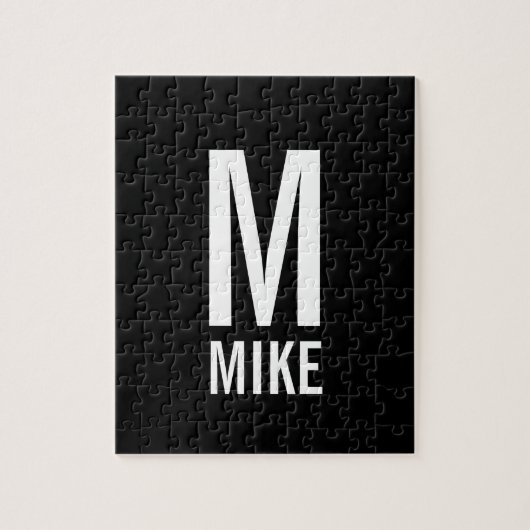 Moderne persoonlijke monogram en naam legpuzzel (Verticaal)